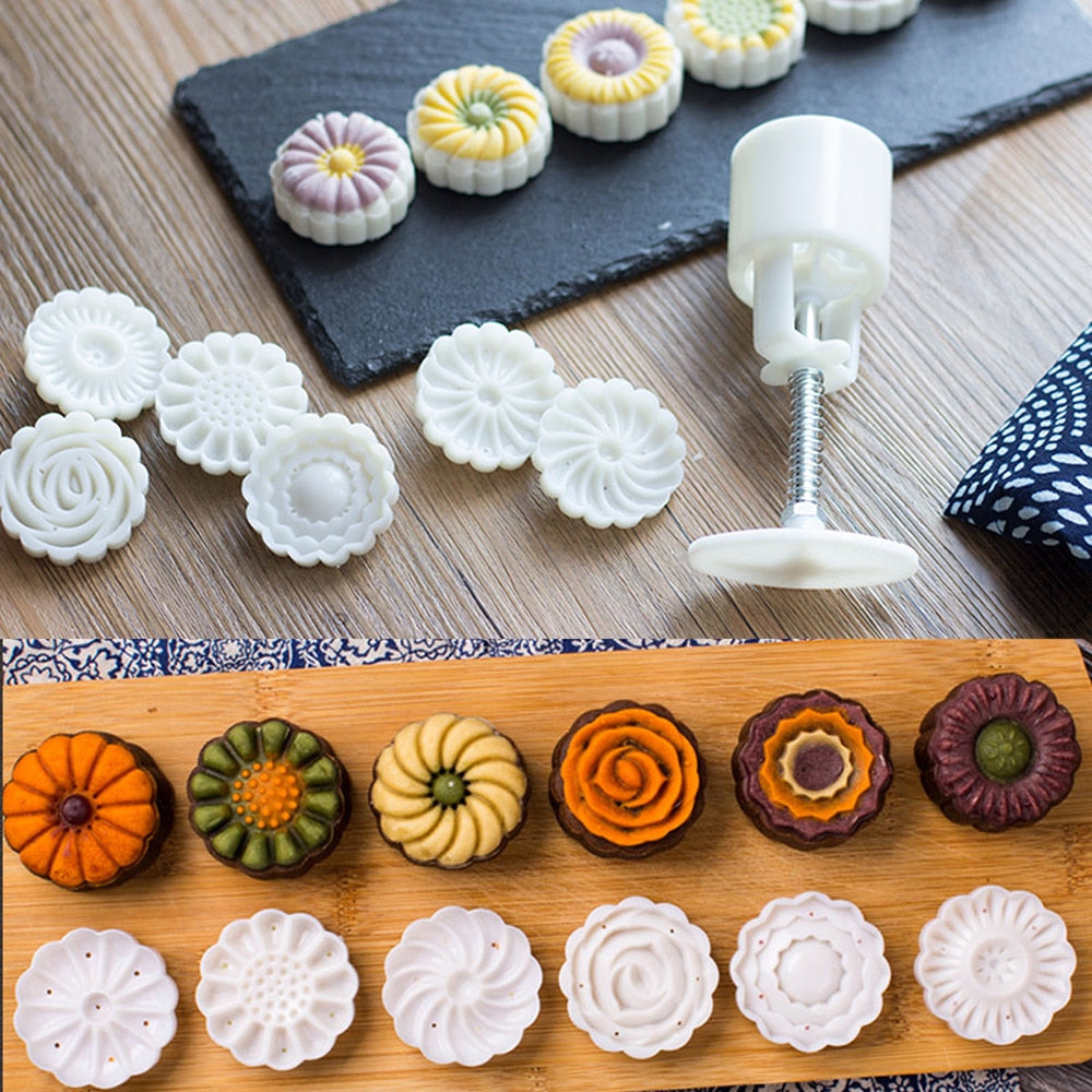 6pcs/set Flower Shaped Mooncake Mold, DIY Dessert Pastry Decoration To –  Noble Utensils-The Best for your Kitchen